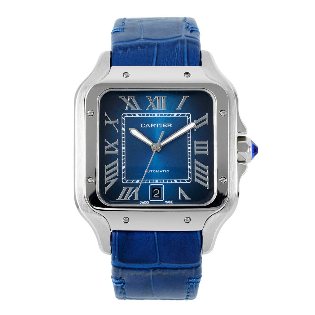 Cartier Santos Automatic Blue Leather